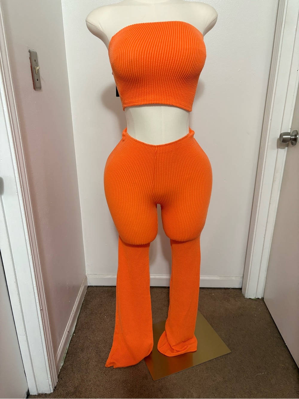 Fashion Nova Orange Ribbed Matching Set NWT